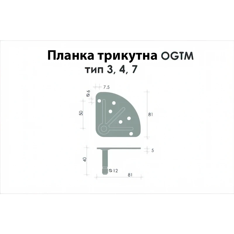 Планка OgTM для крепления мебельных роликов треугольная тип 9,10,11 - 2