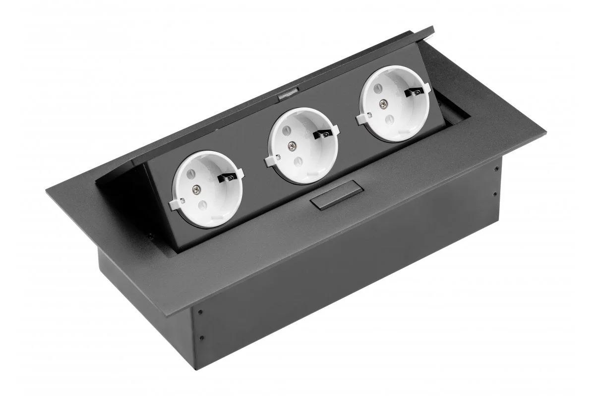 Удлинитель GTV AE-PB03GS-20 Schuko 3 розетки Черный