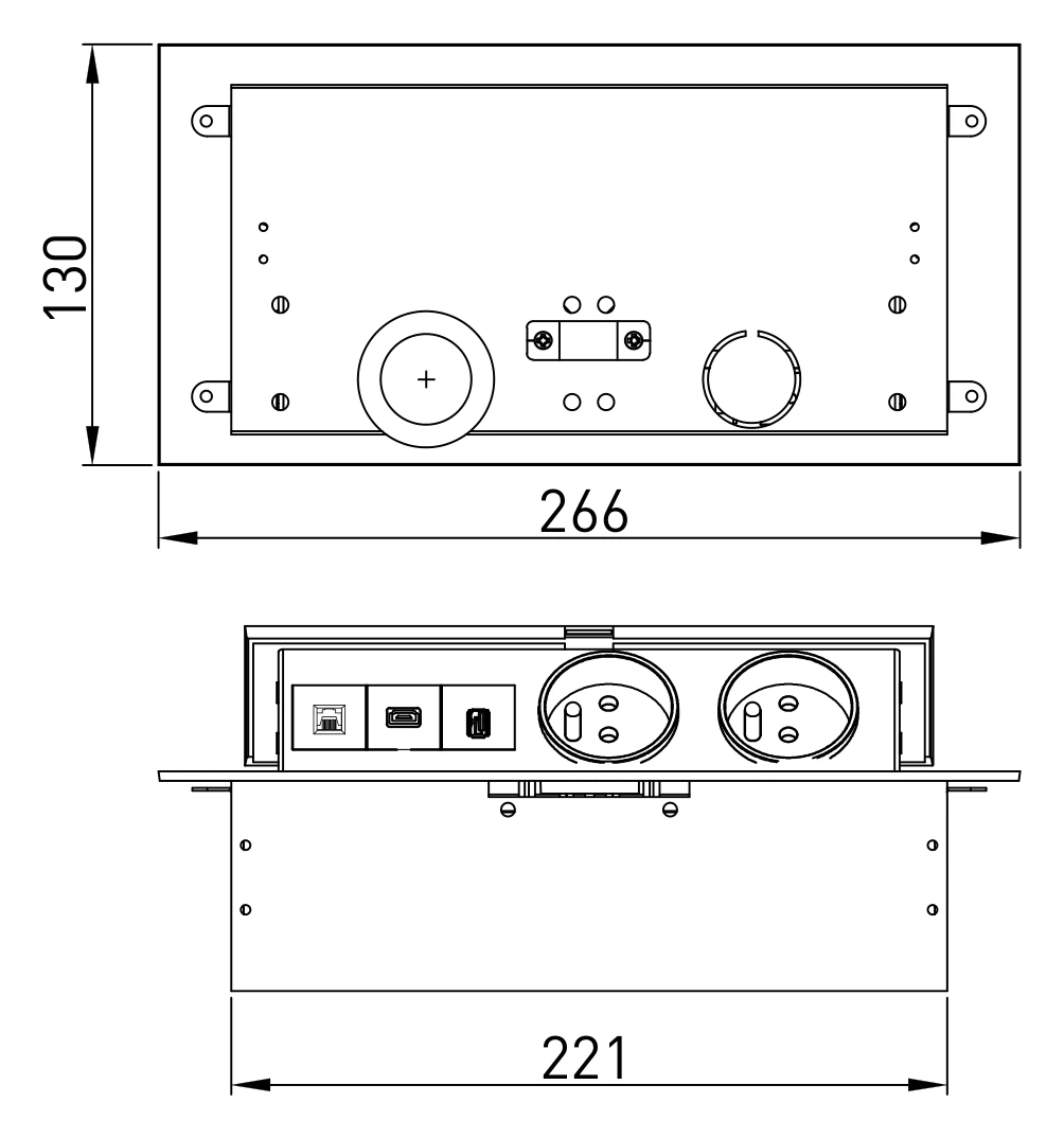 Встраиваемая розетка GTV на 3x220V AE-PB03GS-20 Черная - 2