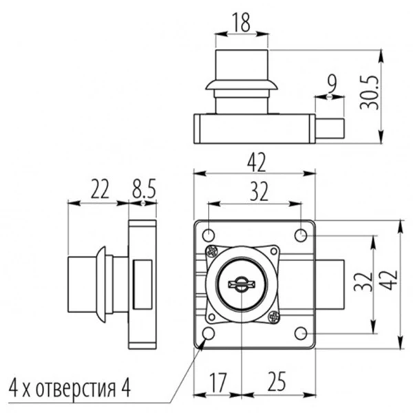 Замок GTV ZZ-CF-138-01 квадратний врізний 138 для майстер ключа Хром - 2