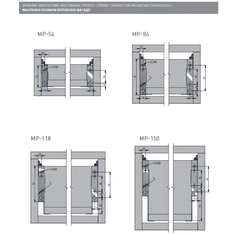 Напрямні GTV метабокс MP-086350-10 L-350 мм H-86 мм Білий - 2