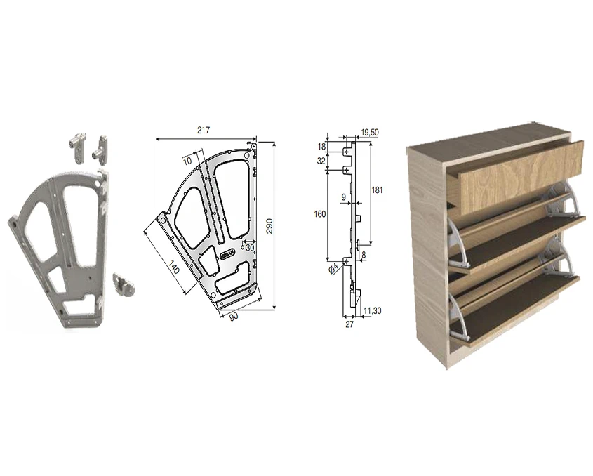 Полка для обуви Mesan 107-01-02-301 двухсекционная Черная - 2