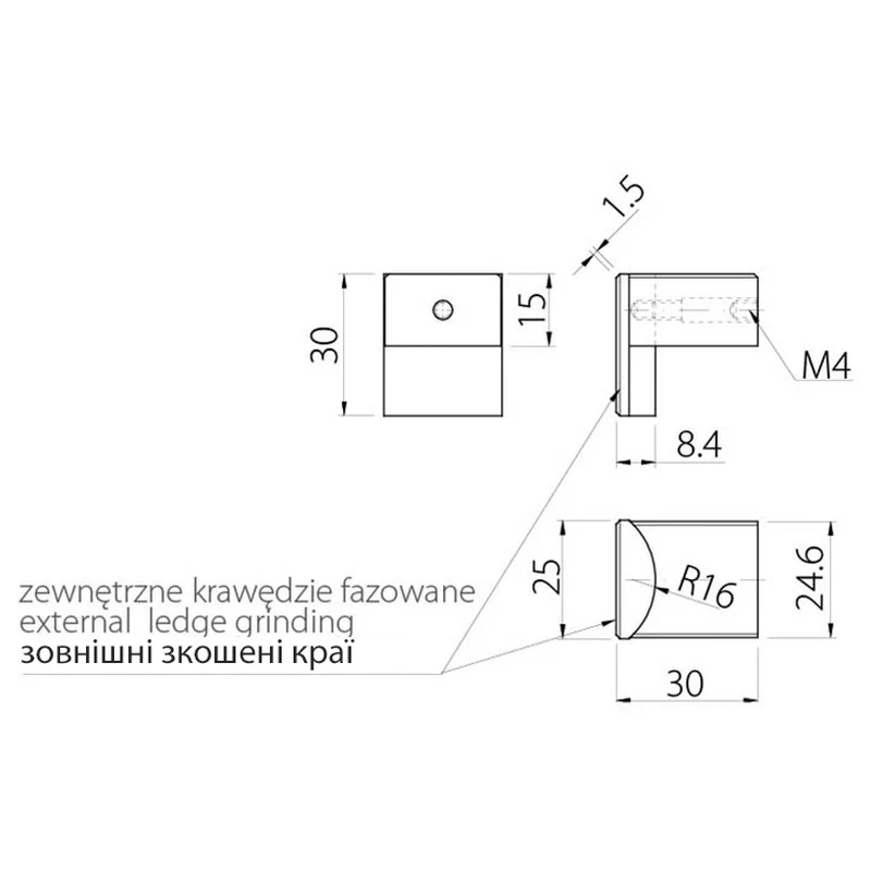 Мебельная ручка GTV UA-ARSG30-20 30 мм Черный - 2
