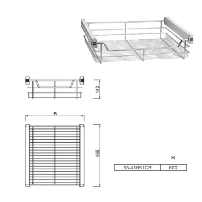 Корзина проволочная на направляющих Komandor 53-41651 Хром - 2
