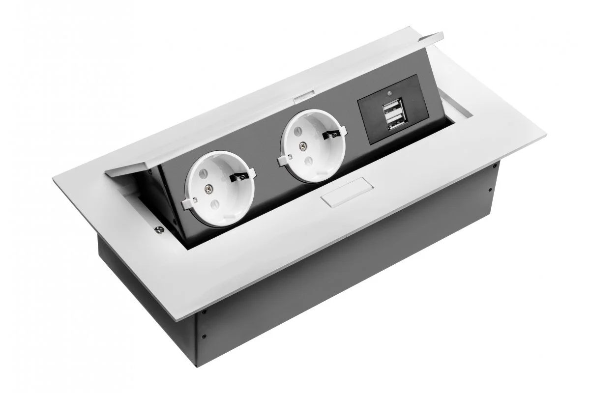 Удлинитель GTV AE-PBU02GS-10 Schuko 2 розетки+2USB Белый