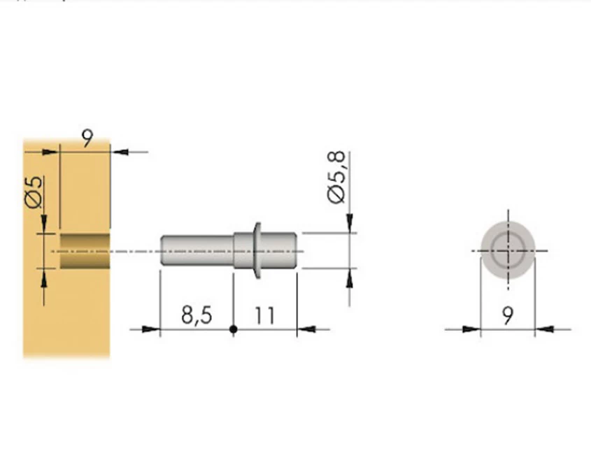 Дюбель для полкодержателя Italiana Ferramenta FLIPPER с гладким штифтом - 2