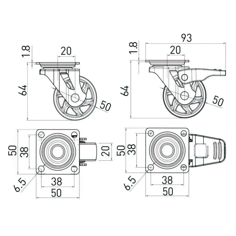 Ролик меблевий GTV SHIFT KM-B050MM-30 D-50мм Прозорий коричневий - 2