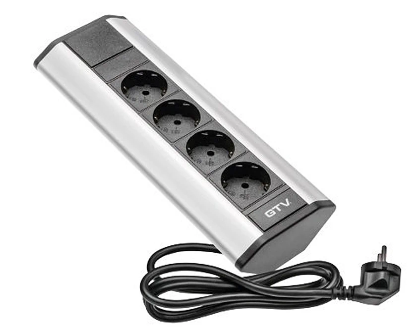Подовжувач для офісу кутовий GTV AE-PBKT4S-80  4 розетки Сірий