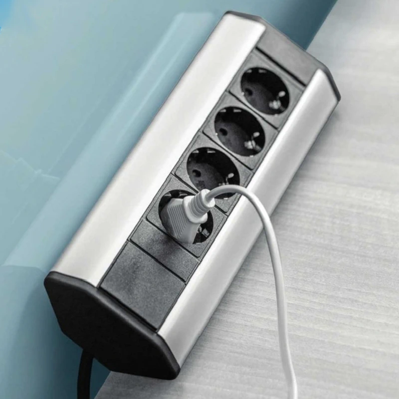 Удлинитель для офиса угловой GTV AE-PBKT4S-80 4 розетки Серый - 2