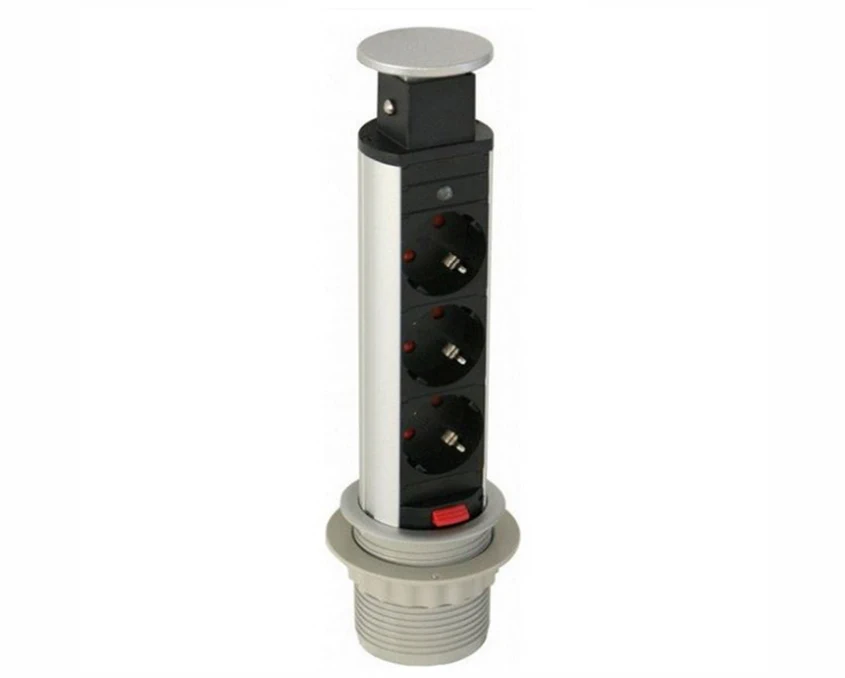 Удлинитель вертикальный GTV AE-BPW3S60-80 Schuko 3 розетки Серый