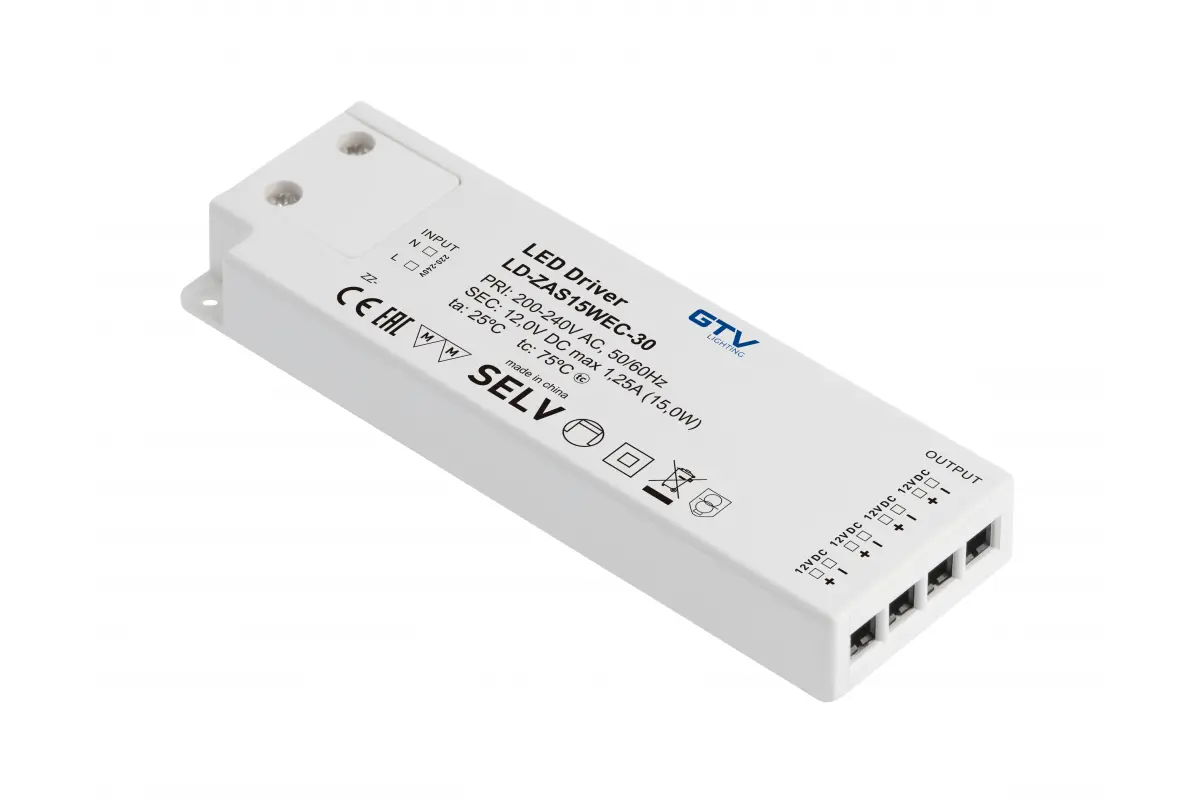 Трансформатор GTV SLIM EASY CLICK світильника LD-ZAS15WEC-30 12V 15W з проводом і miniAMP - 2