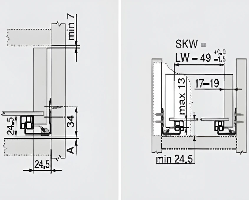 Напрямні Blum TANDEM L-300мм часткового висування з доводчиком 30кг 17-19мм 550F3000B Цинк - 2
