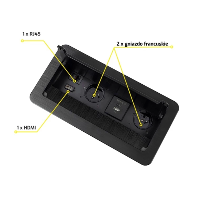 Удлинитель INBOX-CZ-FR-1,5-0 French 2 розетки+USB, RJ45,HDMI Черный - 2