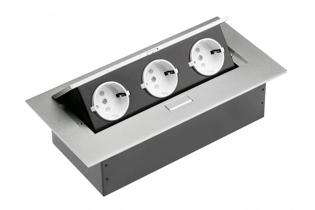 Подовжувач GTV AE-PB03GS-53 Schuko 3 розетки Алюміній