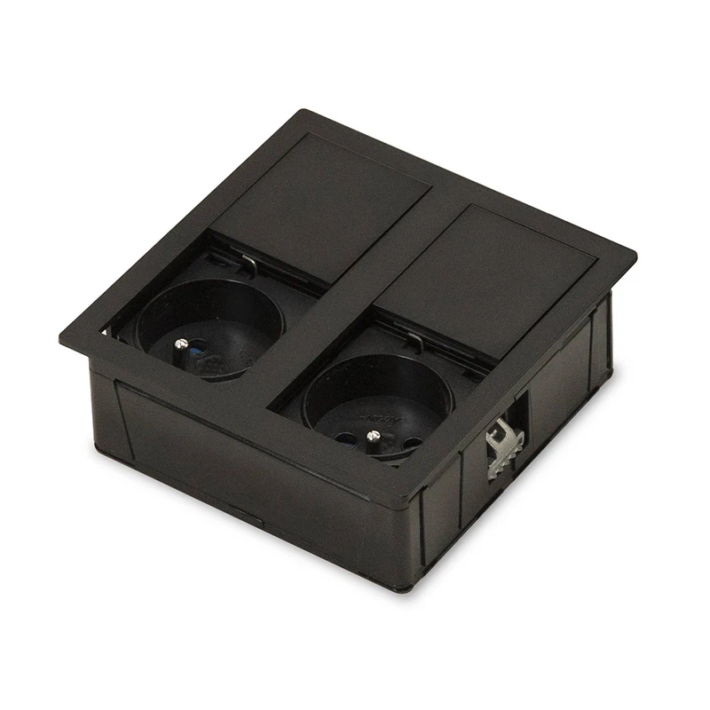 Блок розеток з ковзаючою кришкою ASA Versahit 2 060.15F.00007 Чорний матовий