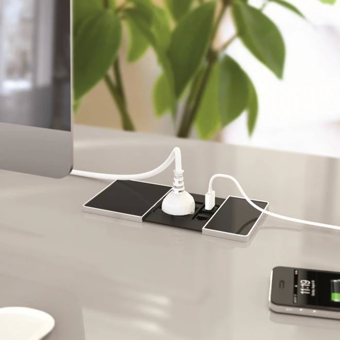 Блок розеток со скользящей крышкой ASA Versapad 060.08F.00003 1 розетка+2USB Нержавеющая сталь - 2