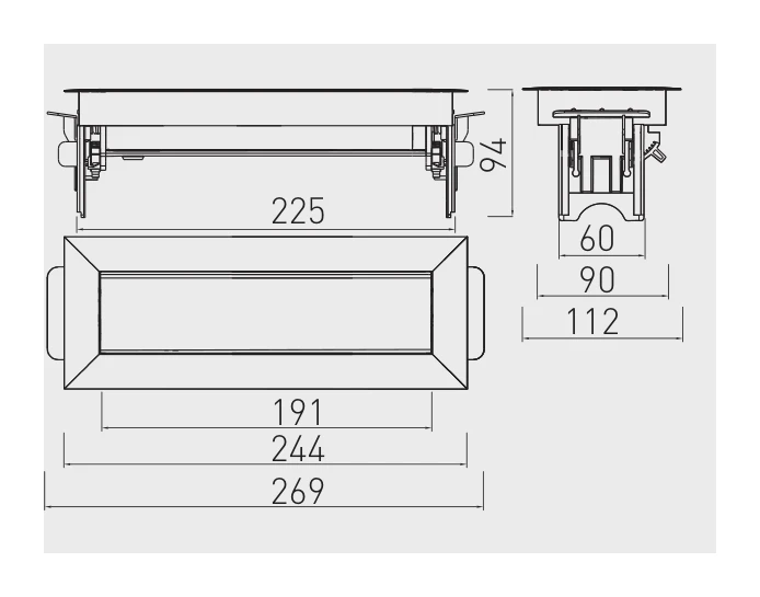 Вбудована розетка GTV на 3x220V AE-PBC3GS-51BK Сталь - 2