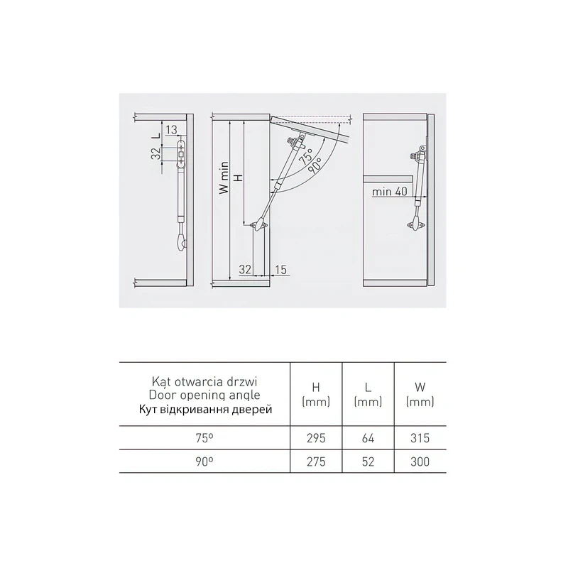 Підйомник газовий для підйому вгору GTV PD-GAM100-N02 з доводчиком GAM 100N Сірий - 2
