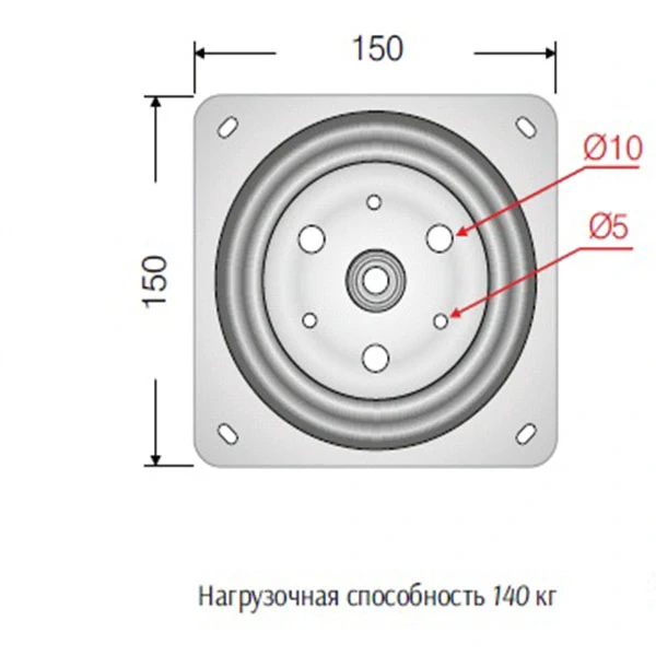 Поворотный механизм для ТВ Mesan 106-01-02-403 150х150мм, погрузка 140 кг, Алюминий - 2