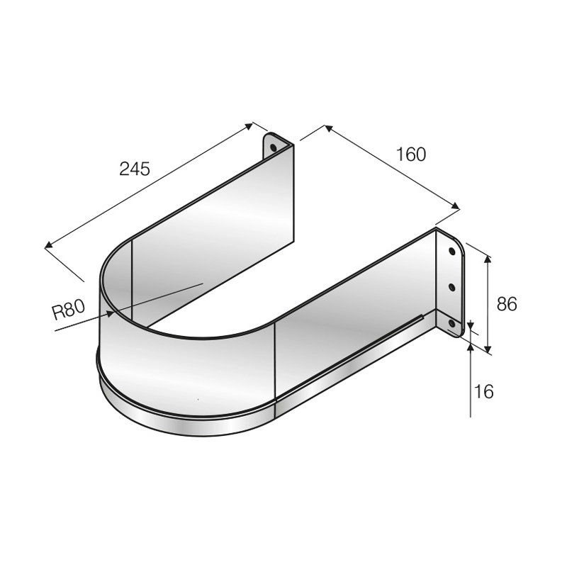Обмежувач для сифону "U" Mesan 105-91-01-302 245х160х86хR80мм Білий - 2
