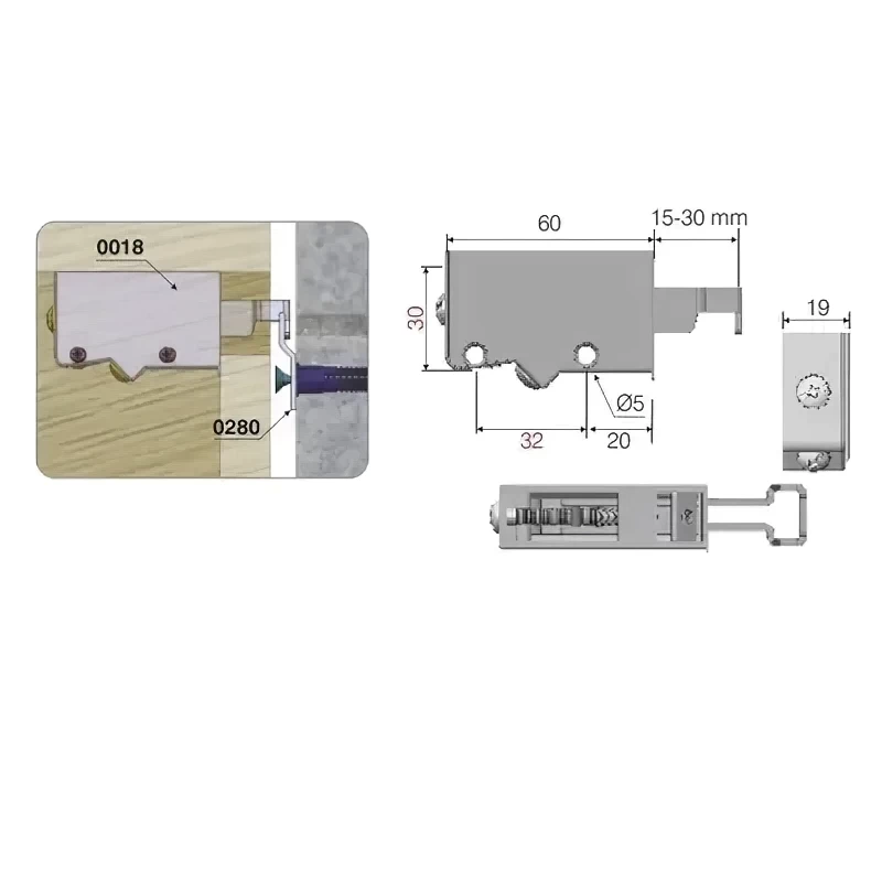 Підвіс регульований Mesan 105-02-05-302 (до 150 кг на пару) Білий лівий - 2