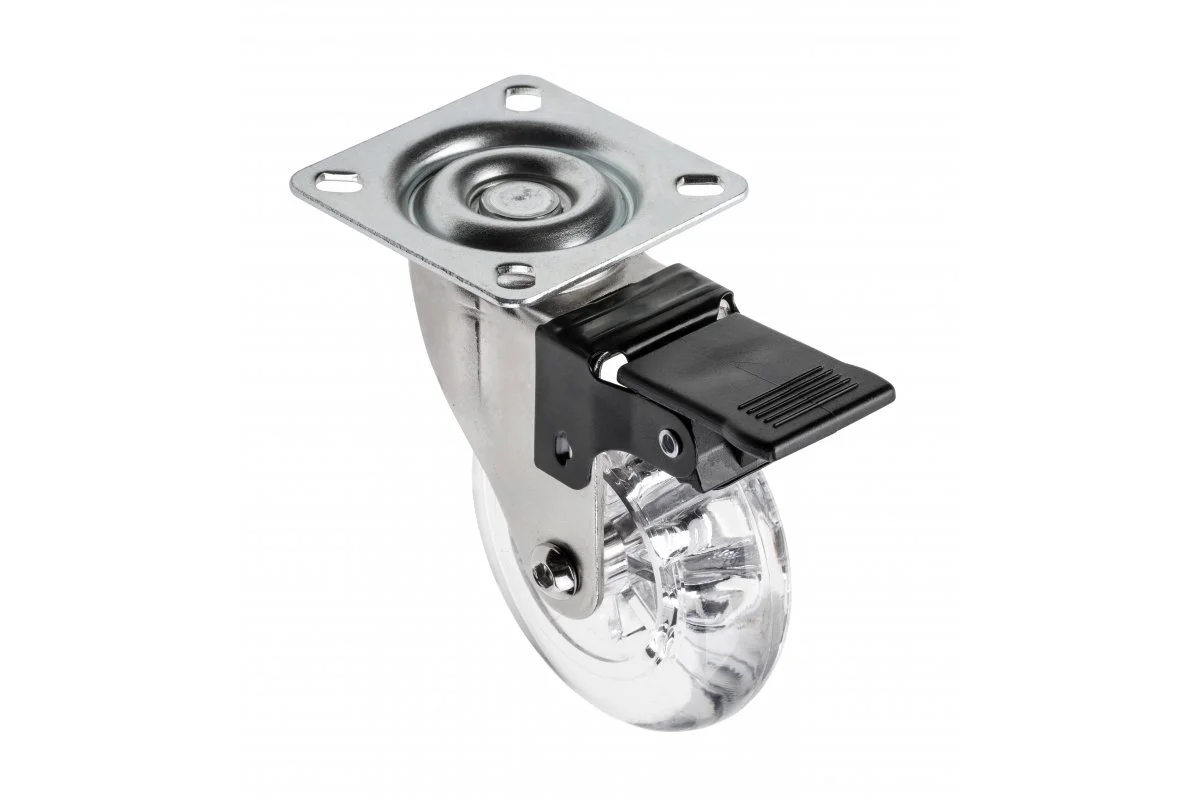 Ролик меблевий зі стопором GTV BRAZYLIA KM-RD-75-CF D-75мм Прозорий