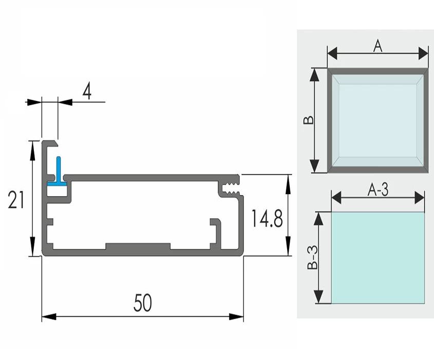 Профиль алюминиевый Выбор рамочный М23 5950 мм  Черный BRUSH - 2