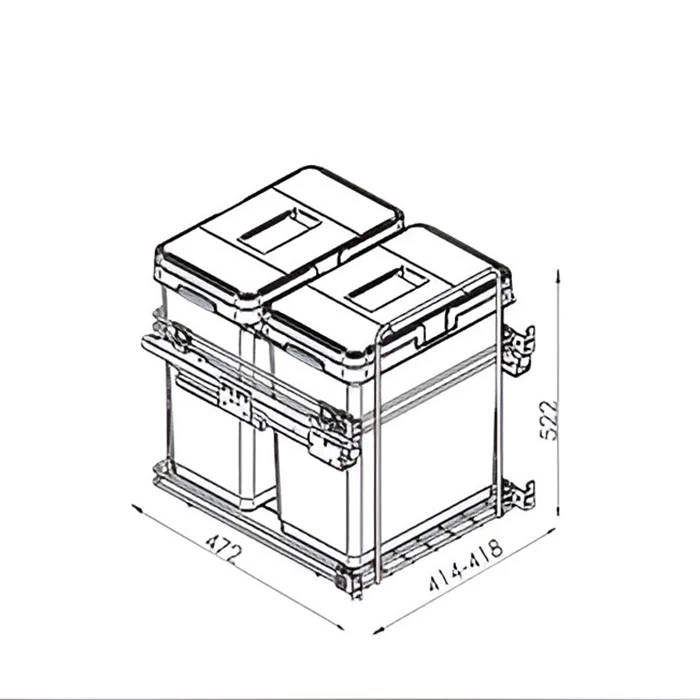 Система сортування відходів з дотягувачем Vibo Kombi easy PKBGME452MG 450 мм - 2