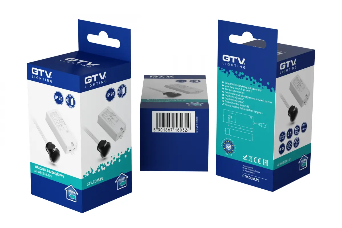 Бесконтактный выключатель для шкафов GTV AE-WBEZDB-10S Черный - 2