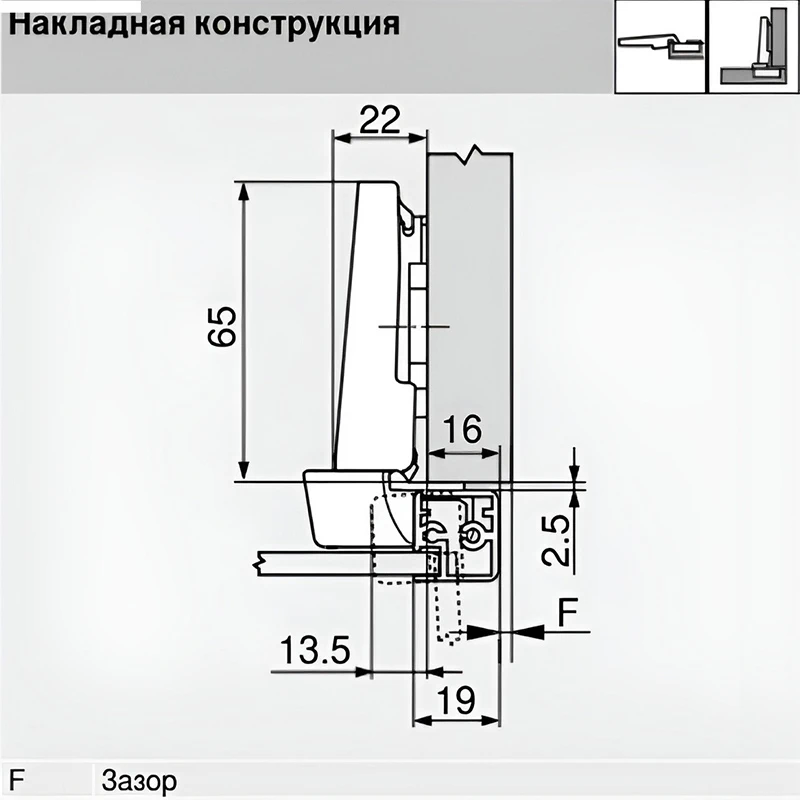 Завіса Blum накладна для алюмінієвих профілів з вбудованим Blumotion 95° 71B950A MB V50 NI Нікель - 2