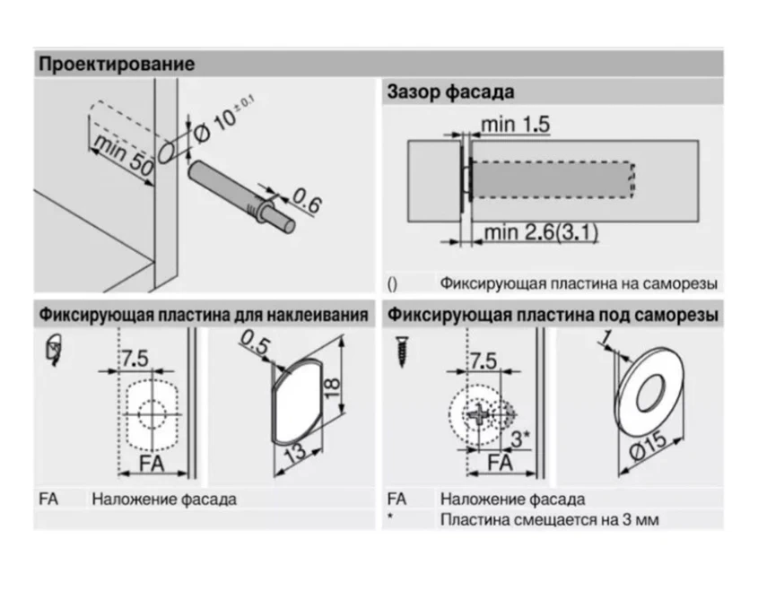 Виштовхувач для фасаду Blum короткий TIP-ON 956.1002 250TERS Чорний - 2