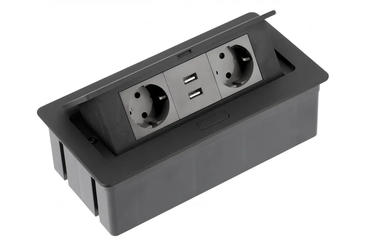 Удлинитель GTV SOFT AE-PBSUC2GS-20N Schuko 2 розетки+2USB Черный