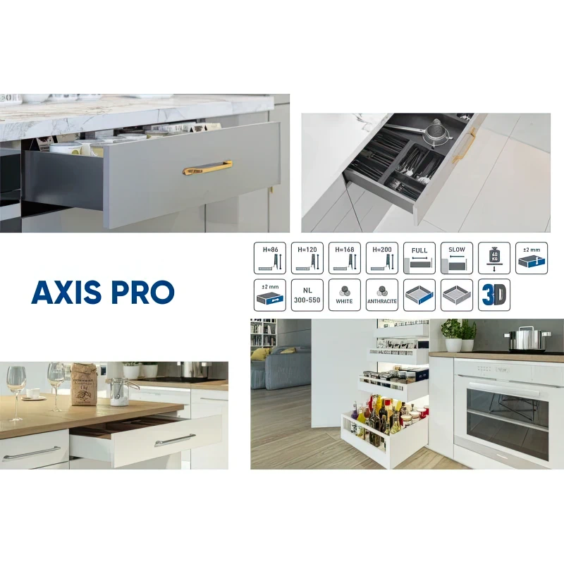 Напрямні GTV АXIS PRO  PB-AXISPRO-KPL300B L-300мм середній H-116 Графіт