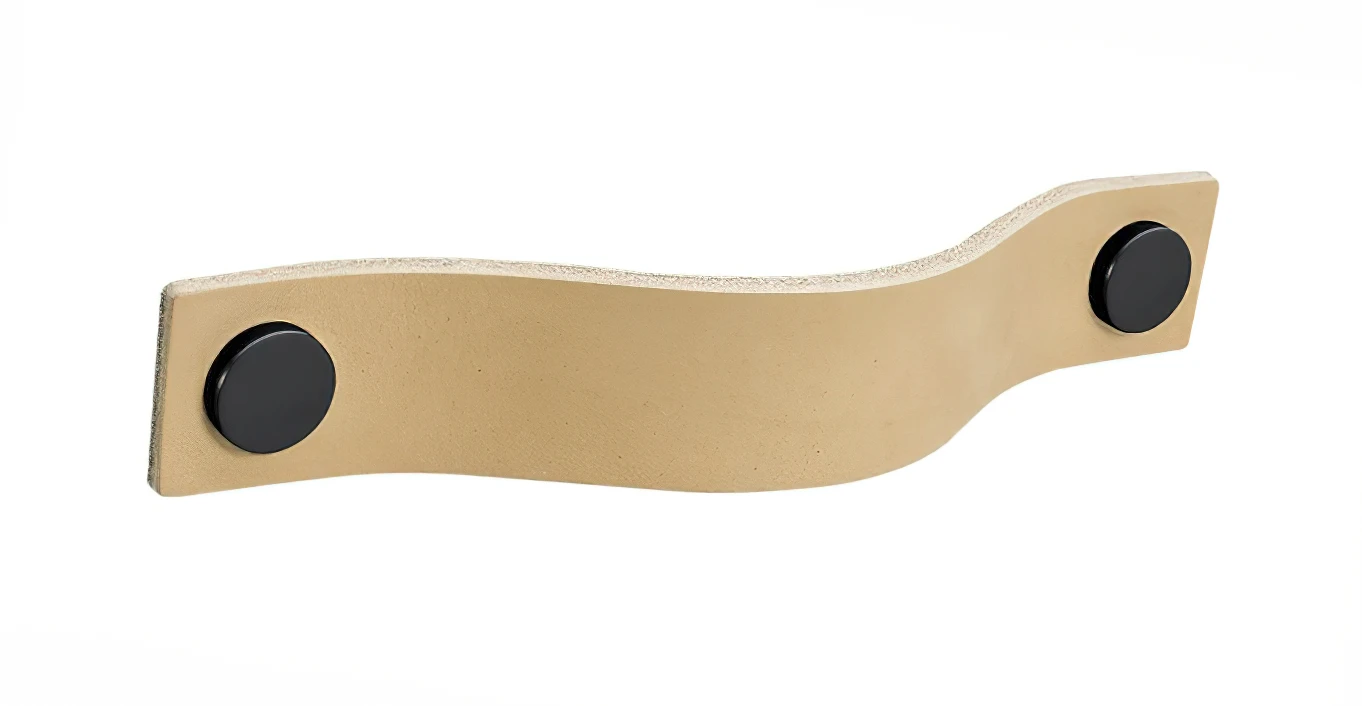 Мебельная ручка Beslag Design из натуральной кожи 333184-11 Бежевый/Черный