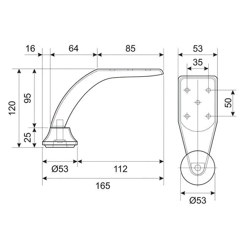 Ніжка меблева регульована DC DZ07 Н-120мм Хром - 2