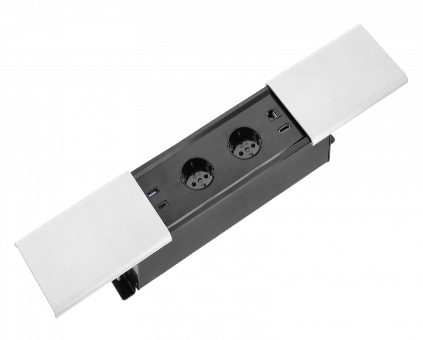 Подовжувач GTV PRESTINO AE-PB2SPRES-10 SCHUKO 2 розетки USB А+С QC RJ45, HDMI Білий