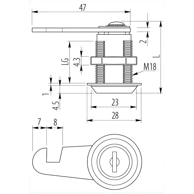 Замок GTV ZZ-16-103-01-S для ящиков 12мм - 2