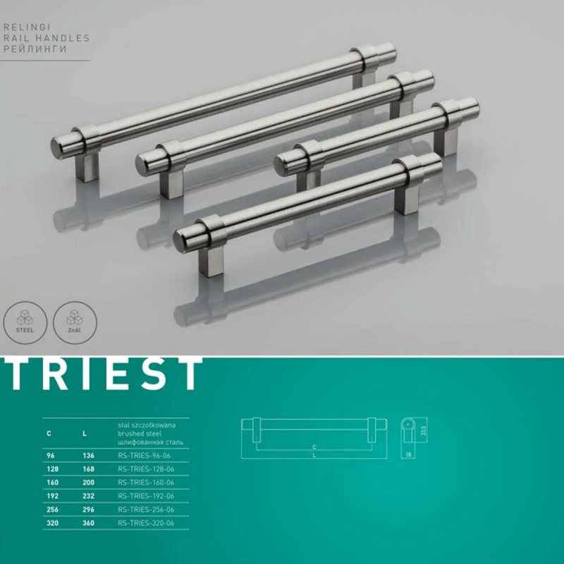 Мебельная ручка GTV RS-TRIES-96-06 96 мм Сталь - 2