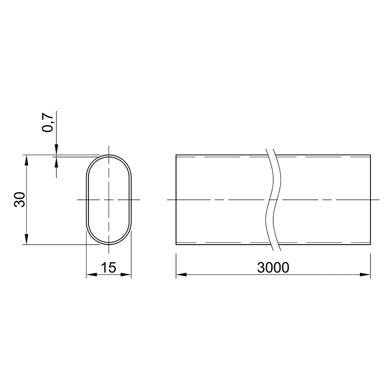 Штанга гардеробна Ferro Fiori M 11090 30х15 3000мм Алюміній матовий - 2