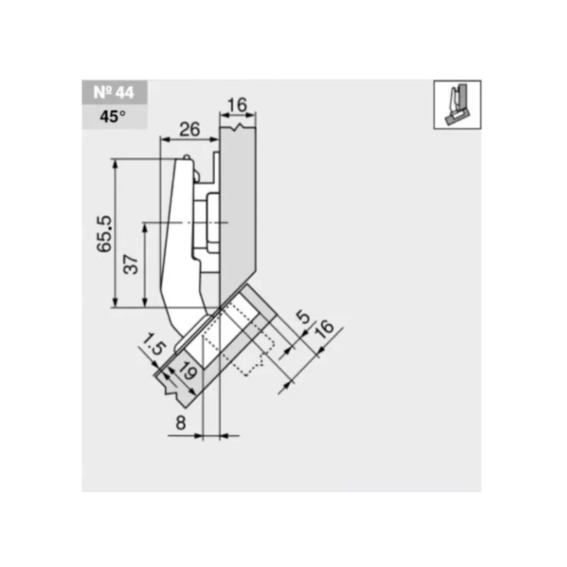 Петля Blum угловая +45⁰ угол открывания 95⁰ 79A9458.T MB45+ V50 NI Никель - 2