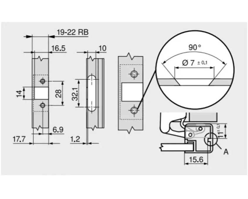 Завіса Blum накладна для алюмінієвих рам 95⁰ 71T950A MB V50 ONS Чорний онікс - 3