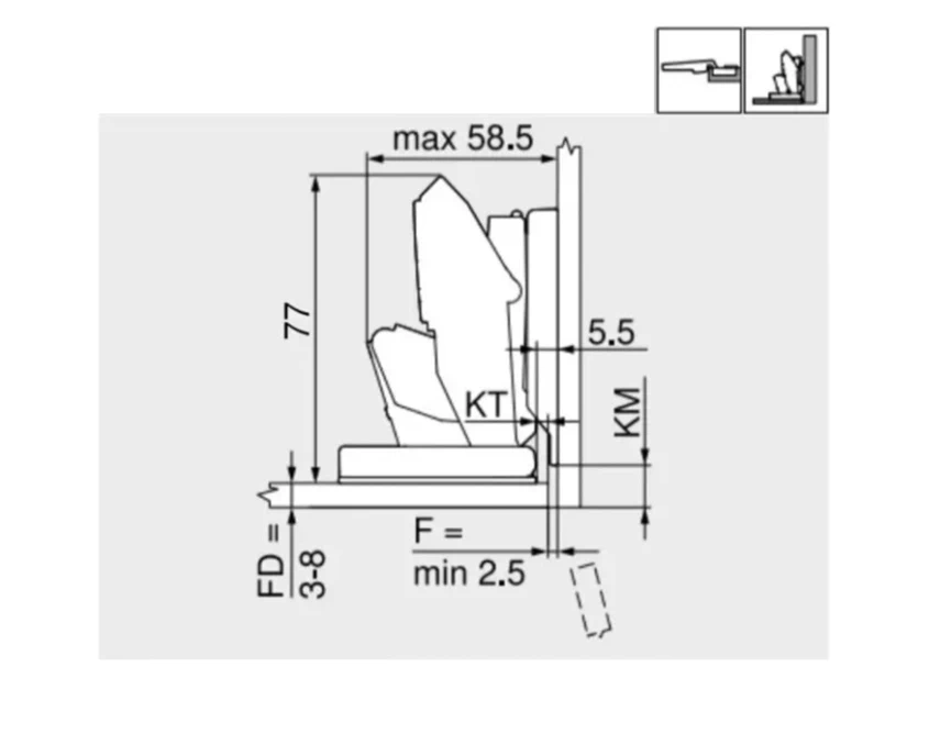 Завіса Blum накладна CRISTALLO 110⁰ 70T4500CTLGT-MB V125 NI Нікель - 2