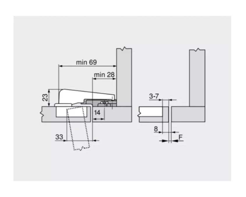 Завіса Blum Modul вкладна під фальшпанель з вбудованим Blumotion 99B9550 MB V50 NI Нікель - 2