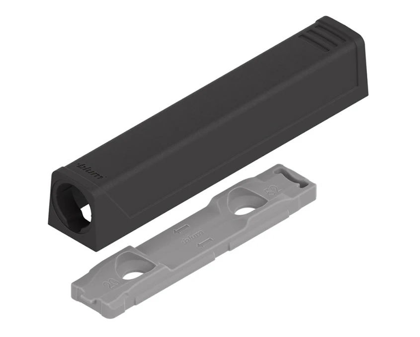 Держатель Blum для Tip-On 20/32 длинный, прямой с монтажной планкой 956A1201 TIP-AP V50 CS черный ка