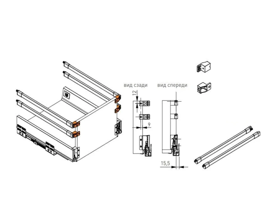Комплект креплений GTV релинга удлиненной задней стенки MBPRO PB-MBPRO-MOCRELTYL1 Белый - 2