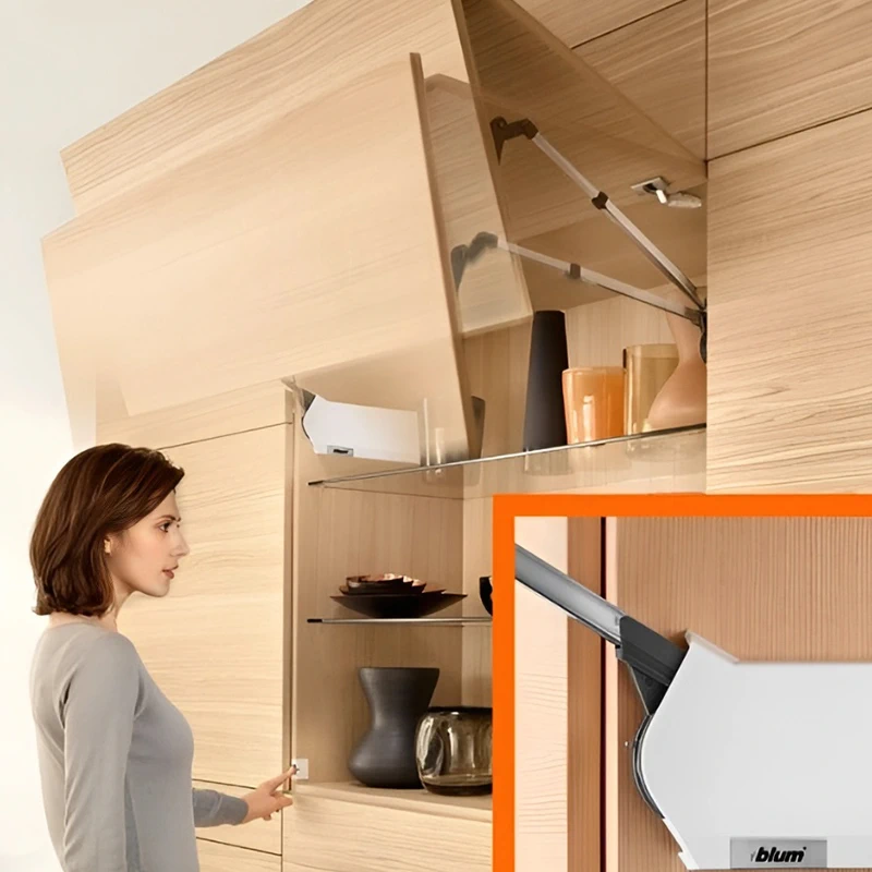 Комплект Blum AVENTOS HF механізм 25F39 ВК=760-1040мм BLUMOTION SW дерев'яний фасад Білий шовк