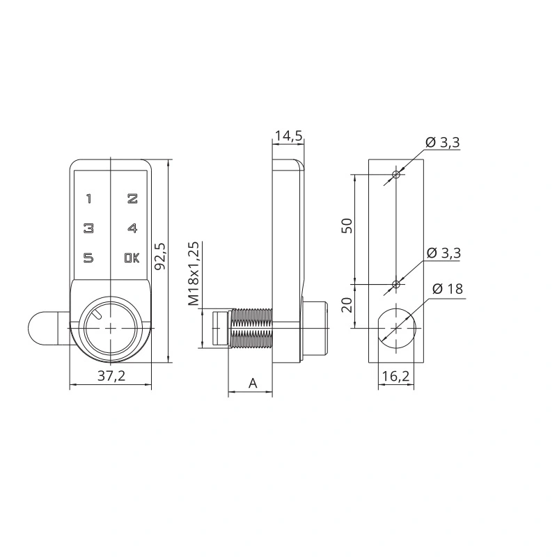 Замок кодовий електронний RZ M-1603BK-30 Чорний - 2