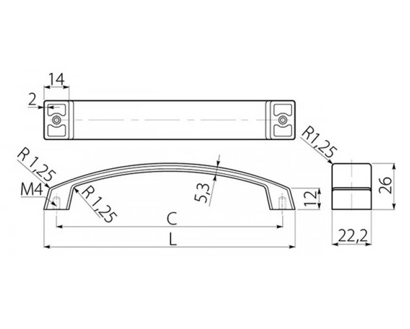 Меблева ручка GTV UZ-G1 256 мм Алюміній - 2