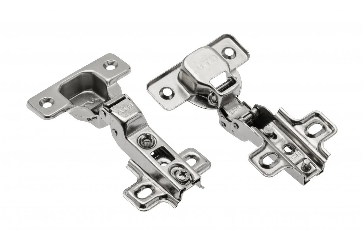 Петля GTV ZP-BICN080ZE полунакладная 35мм + планка Н0 с еврошурупами Никель