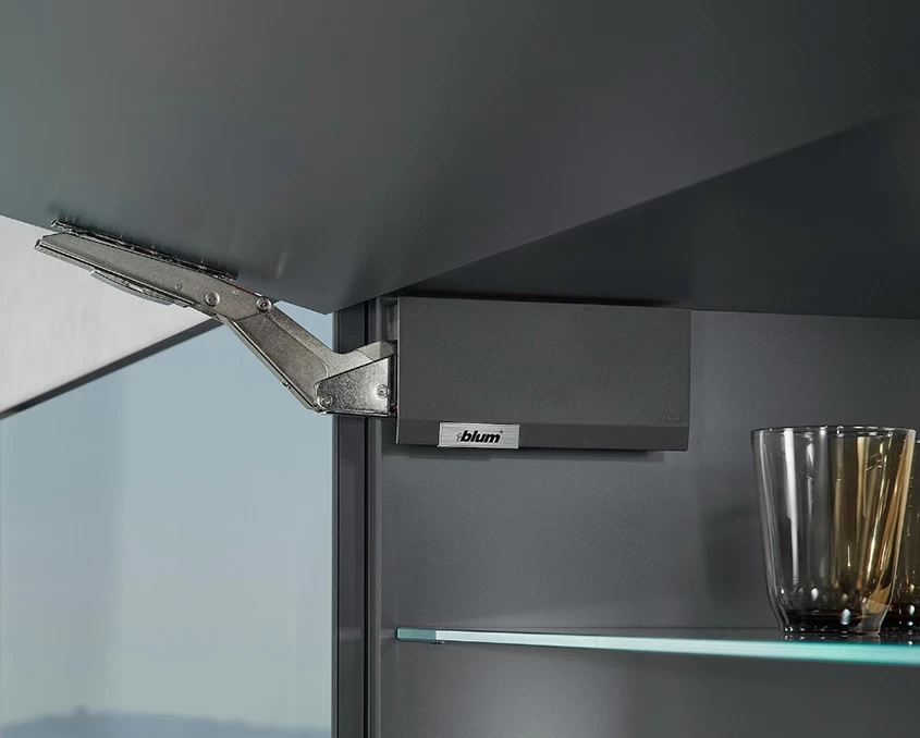 Комплект Blum AVENTOS HK top силовий механізм 29 TIP-ON дерев’яний фасад  AVHKt-29TTGR  Темно-сірий - 2